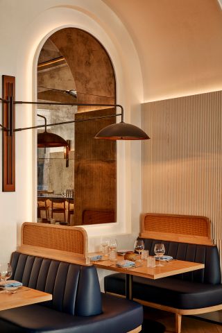 Banquette at Zaytinya NYC restaurant designed by David Rockwell