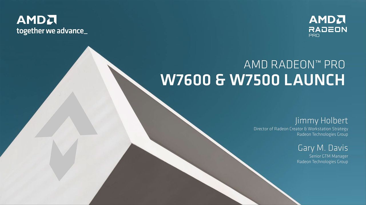 AMD Radeon Pro W7600 W7500 slide deck