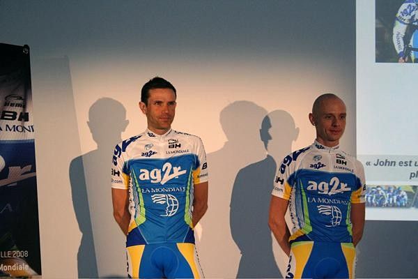Cyclocross Rider John Gadret (right) also manages to apply his strengths to the road, while St&eacute;phane Goubert (left) was ribbed about being one of the peloton's elder statesmen.