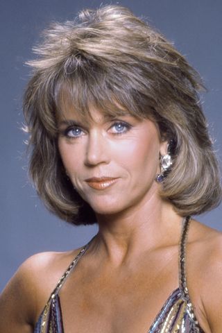 Jane Fonda pictured wearing bronzer and shiny lipstick