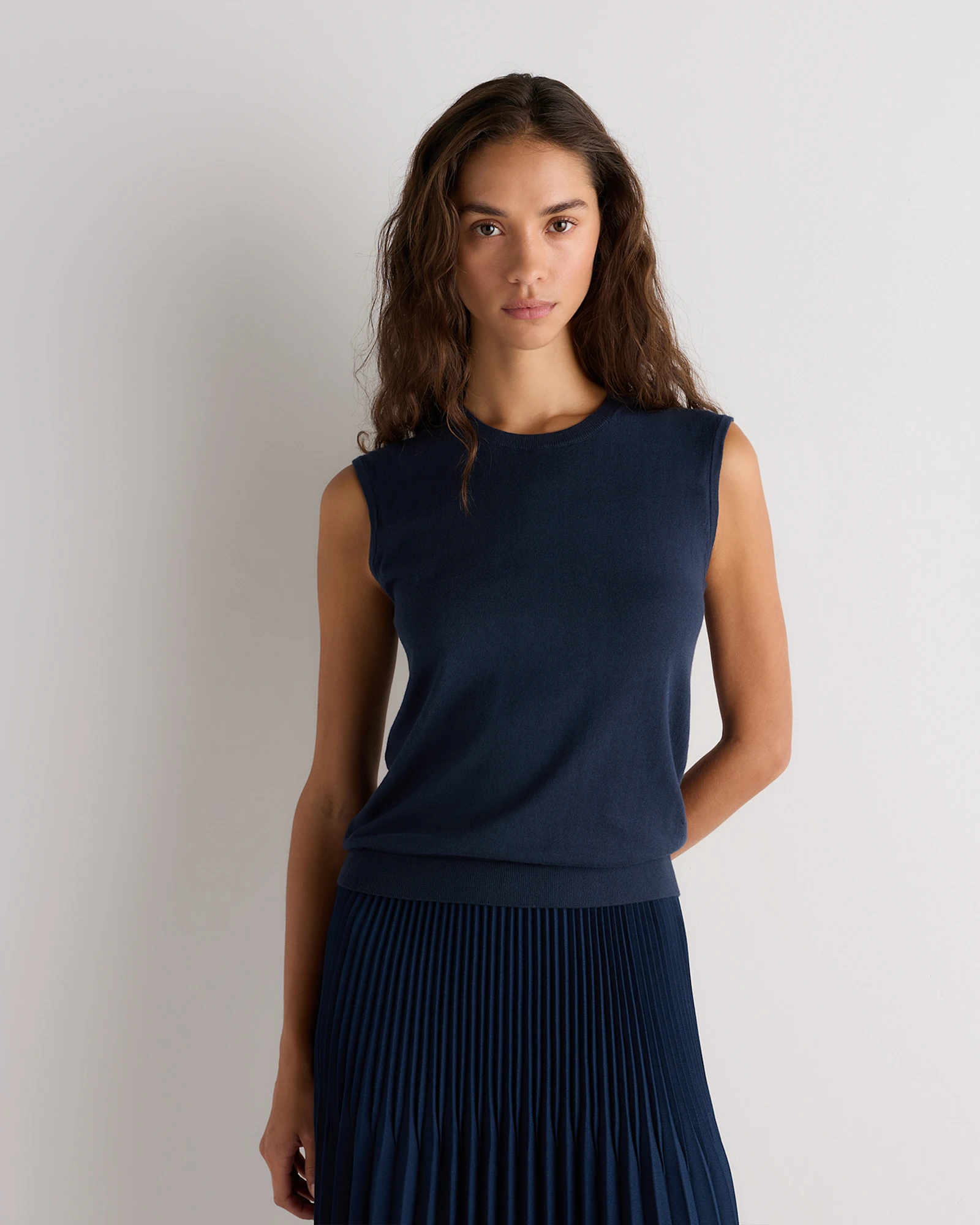 Women's Lightweight Cotton Cashmere Sweater Shell in Atlas Navy