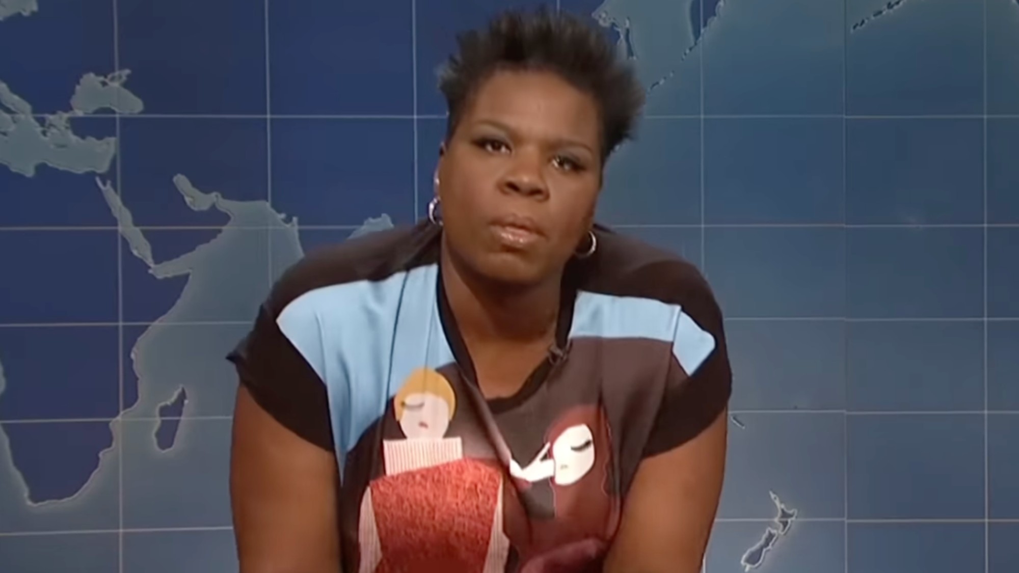 Leslie Jones on Weekend Update on Saturday Night Live.