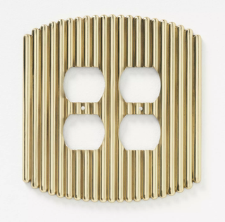 outlet cover plate in ribbed gold