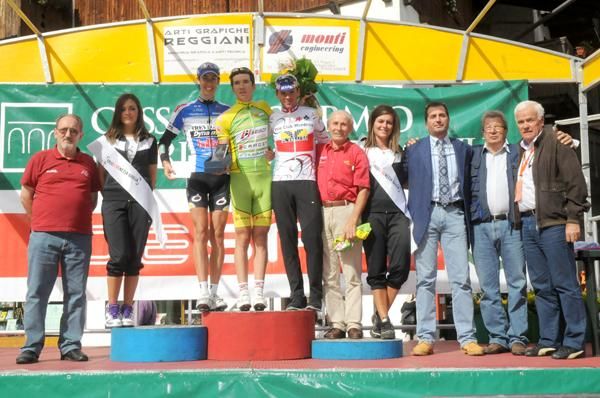 The stage three podium (l-r): Mattia Cattaneo, Adam James Semple and Sven Schelling.