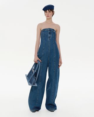 Overall-Jeans mit Reißverschluss vorne