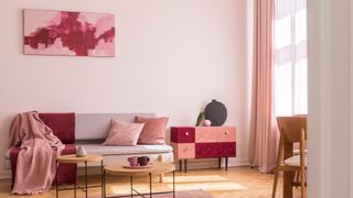 Red and pink living room