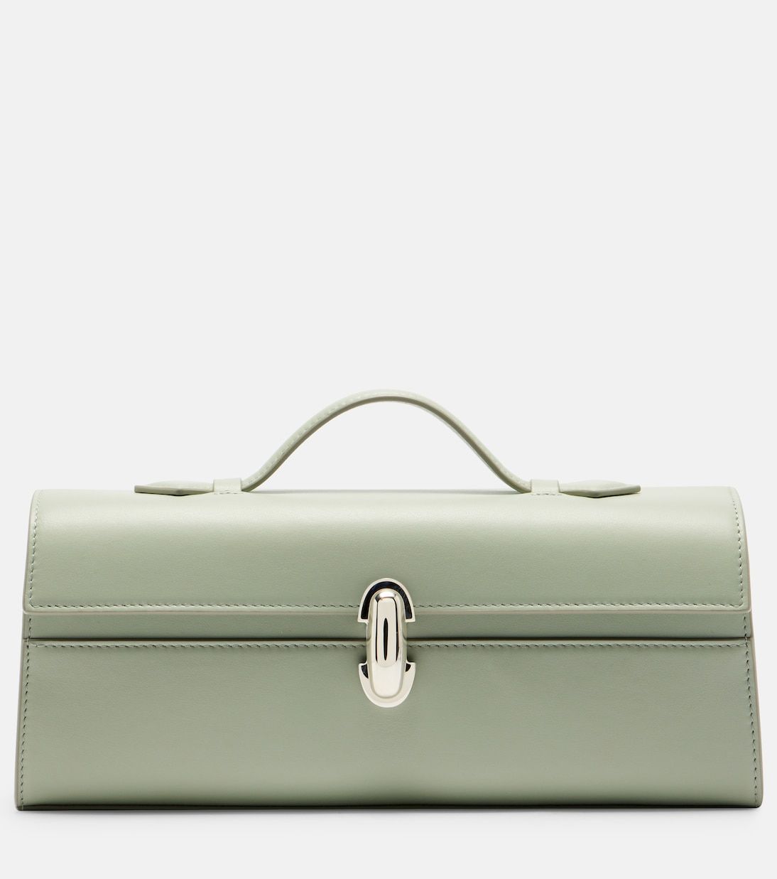 Slim Symmetry Leather Tote Bag in Green - Savette