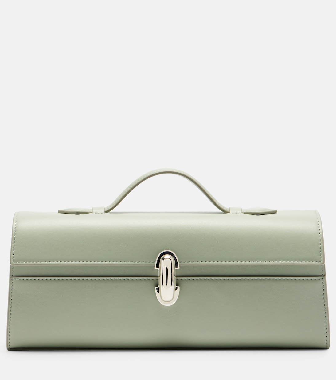 Slim Symmetry Leather Tote Bag in Green - Savette