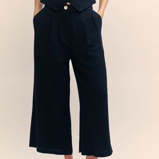 Black Cropped Tailored Trousers