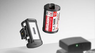 Two innovative flash photography accessories: a mini xenon flash light and a compact battery pack, showcased against a gradient background