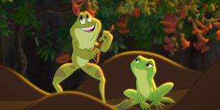Tiana and Prince Naveen singing a song in The Princess and the Frog