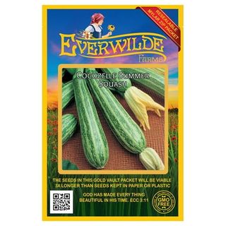 Everwilde Farms - 40 Cocozelle Summer Squash Seeds - Gold Vault Jumbo Bulk Seed Packet