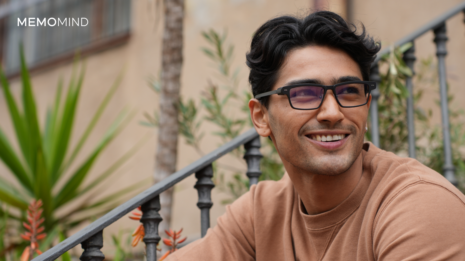 MemoMind Memo One AI glasses on a man