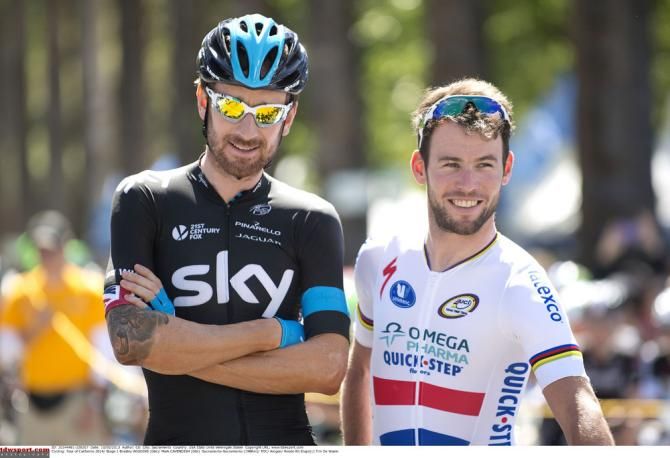 Bradley Wiggins and Mark Cavendish strike a pose at the Tour of California