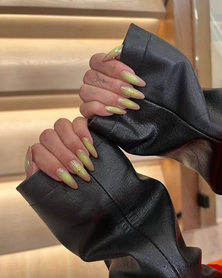 Green aura nails for Vanessa Hudgens by Zola Ganzorigt.