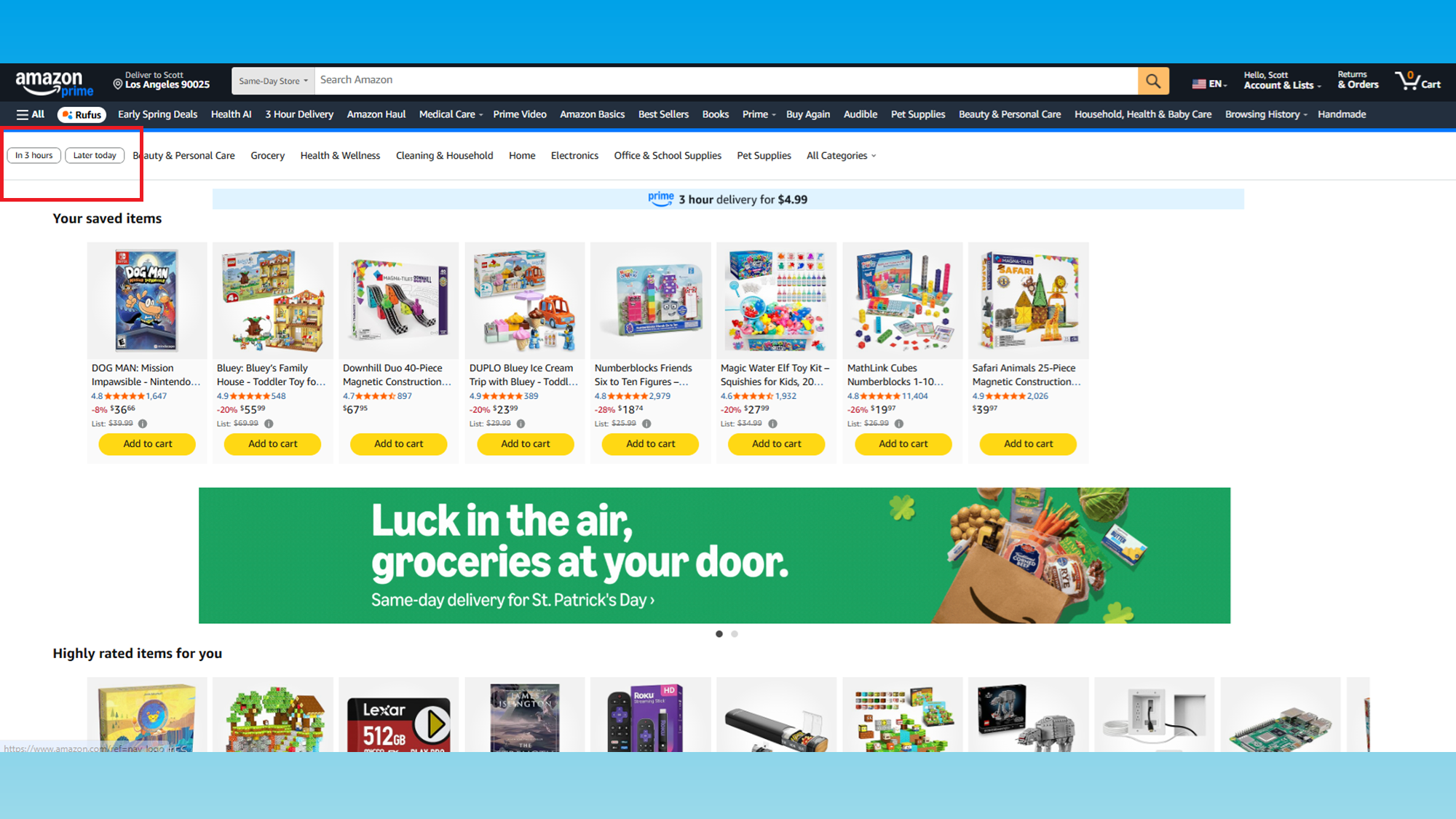 Amazon 1-hour/3-hour delivery example