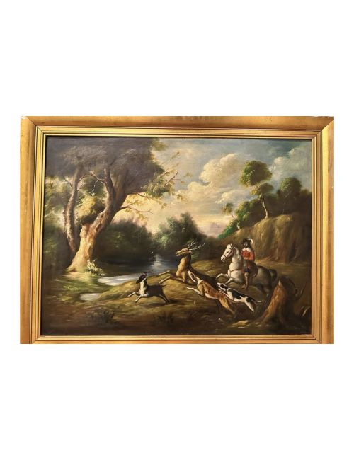 Vintage French Stag Painting
