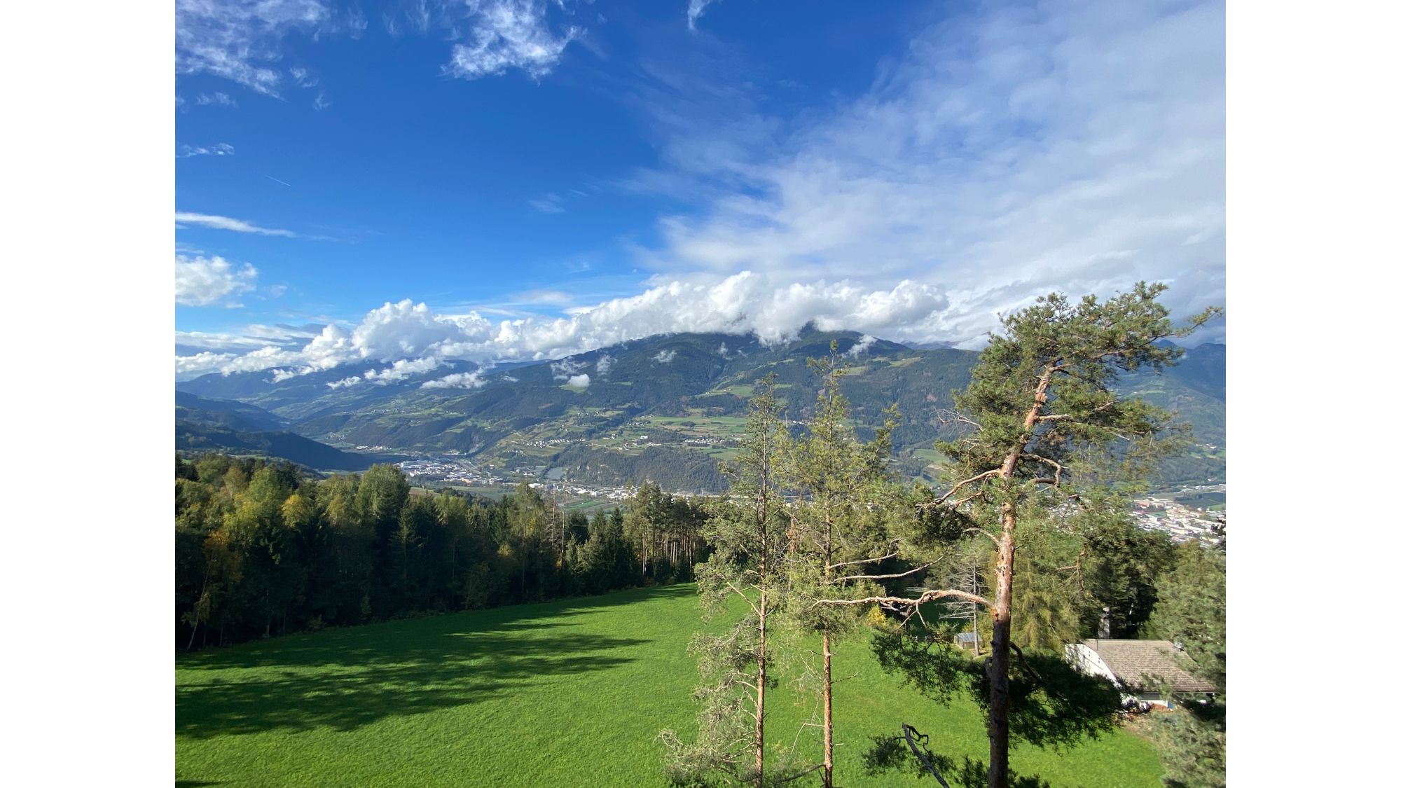 View of Bressanone-Brixen from the My Arbor treetop hotel in the Dolomites