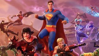 Superman and other Fortnite Super characters battle it out