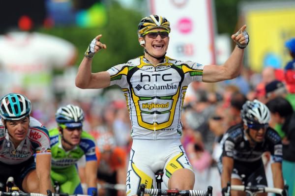 Andr&eacute; Greipel (HTC-Columbia) celebrates another win in the Eneco Tour