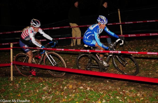 Katerina Nash (Luna Pro Team) putting in a dig with Compton glued to her wheel