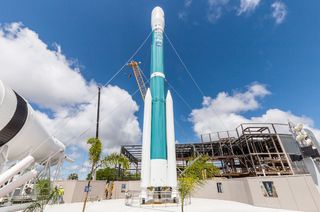 The last remaining United Launch Alliance (ULA) Delta II rocket now stands in the rocket garden at NASA's Kennedy Space Center Visitor Complex in Florida. The exhibit opened on display on March 23, 2021.