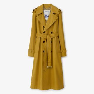 yellow long Burberry trench coat