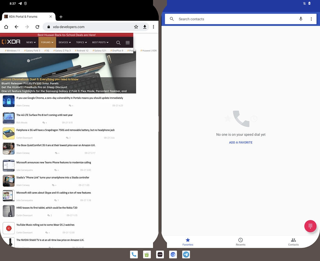 android 12.1 big screen ui with taskbar