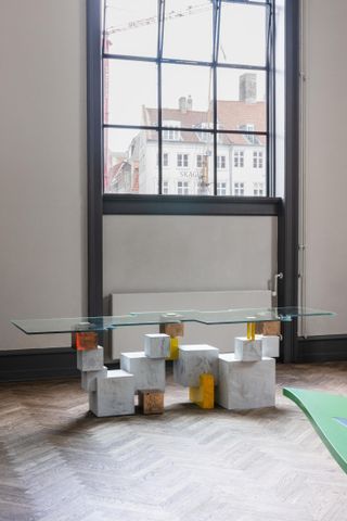 glass top table design at Copenhagen exhibition, 3 Days of Design