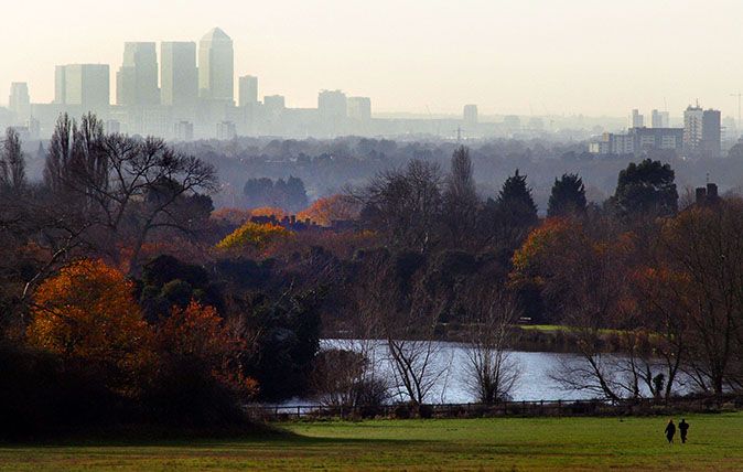 London skyline seen from the suburbs.. Image shot 2011. Exact date unknown.