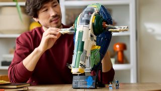 a Lego toy model of a Star Wars sci-fi spaceship
