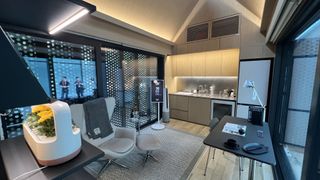 LG smart cottage interior living space features smart lights