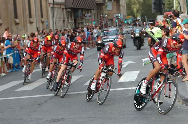 Team BMC rounds a bend