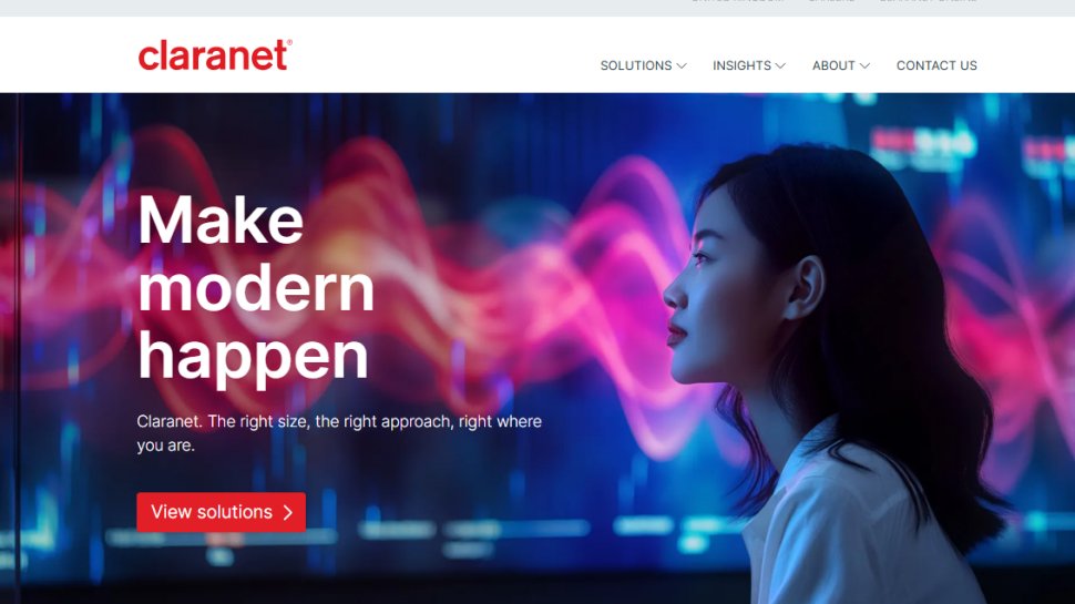 Website screenshot of Claranet (August, 2025)