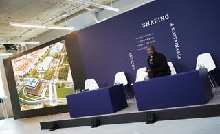 Sir David Adjaye speaks during Prada’s ‘Shaping a Sustainable Future Society’ conference in New York City