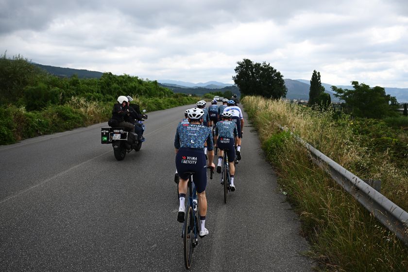 Pro cycling team out training