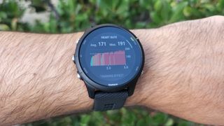 Heart rate averages across a workout on the Garmin Forerunner 255