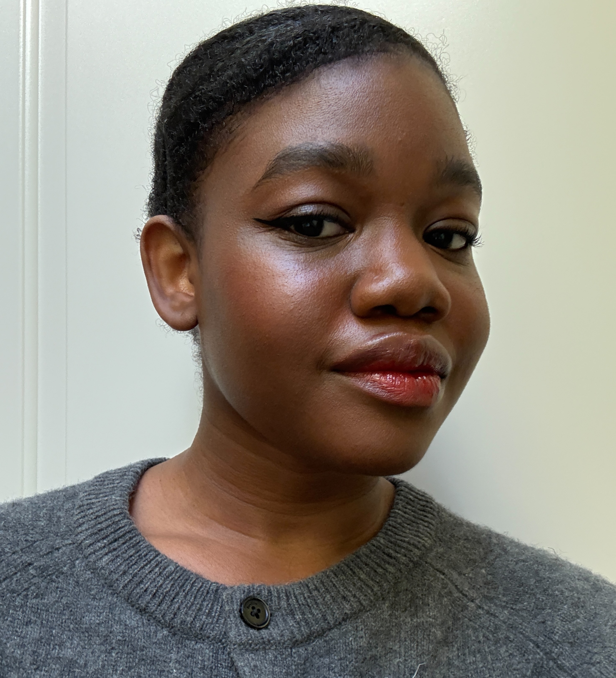 Associate Beauty Editor Maya Thomas before applying the Stila Stay All Day Waterproof Liquid Eyeliner in Black
