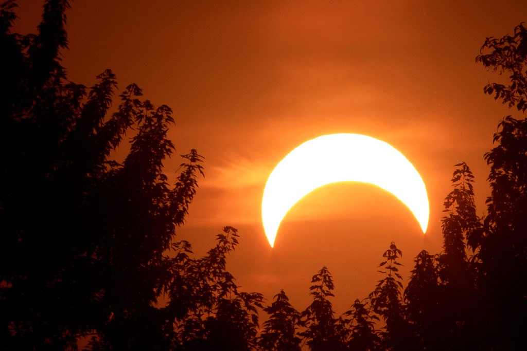 Photographer Elon Gane snapped this photo on May 20, during the annular solar eclipse, from El Dorado Springs, Mo. "We had pretty good visibility here, some clouds did block some of it at first, but as the eclipse progressed they were not a problem," Gane