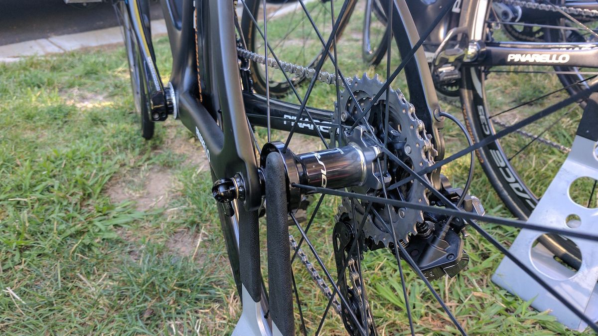 The rear hub with black/silver fade