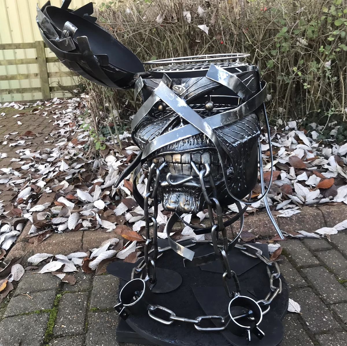 Iron Maiden Eddie fire pit and BBQ