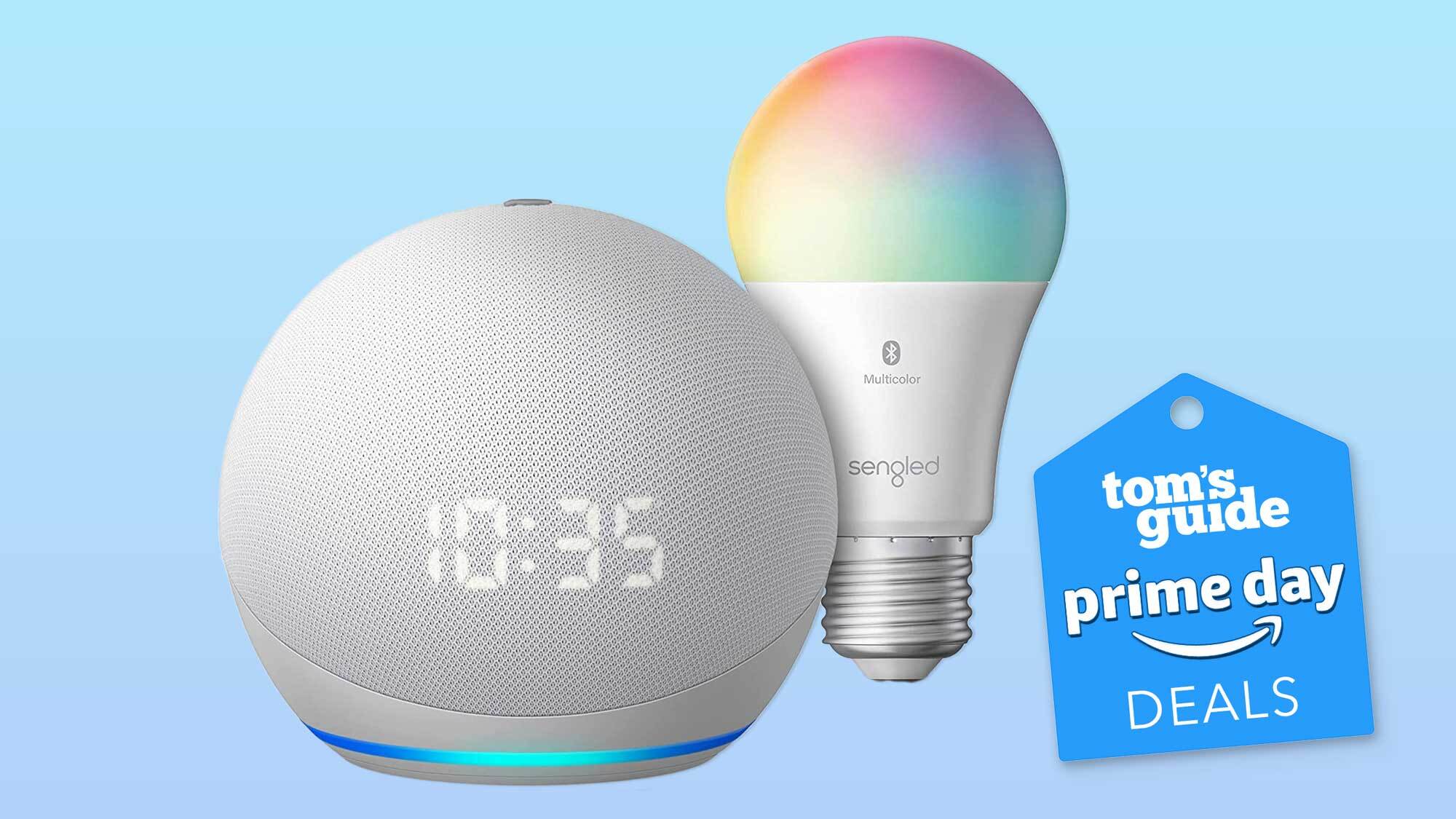 Echo Dot with Clock and Sengled color bulb bundle