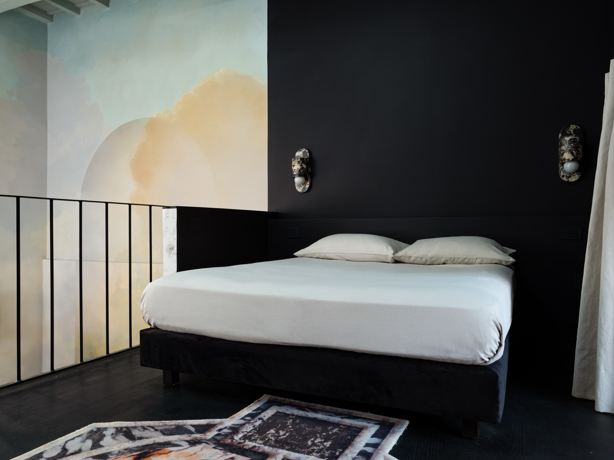Bed on mezzanine at Villa Medici, Rome