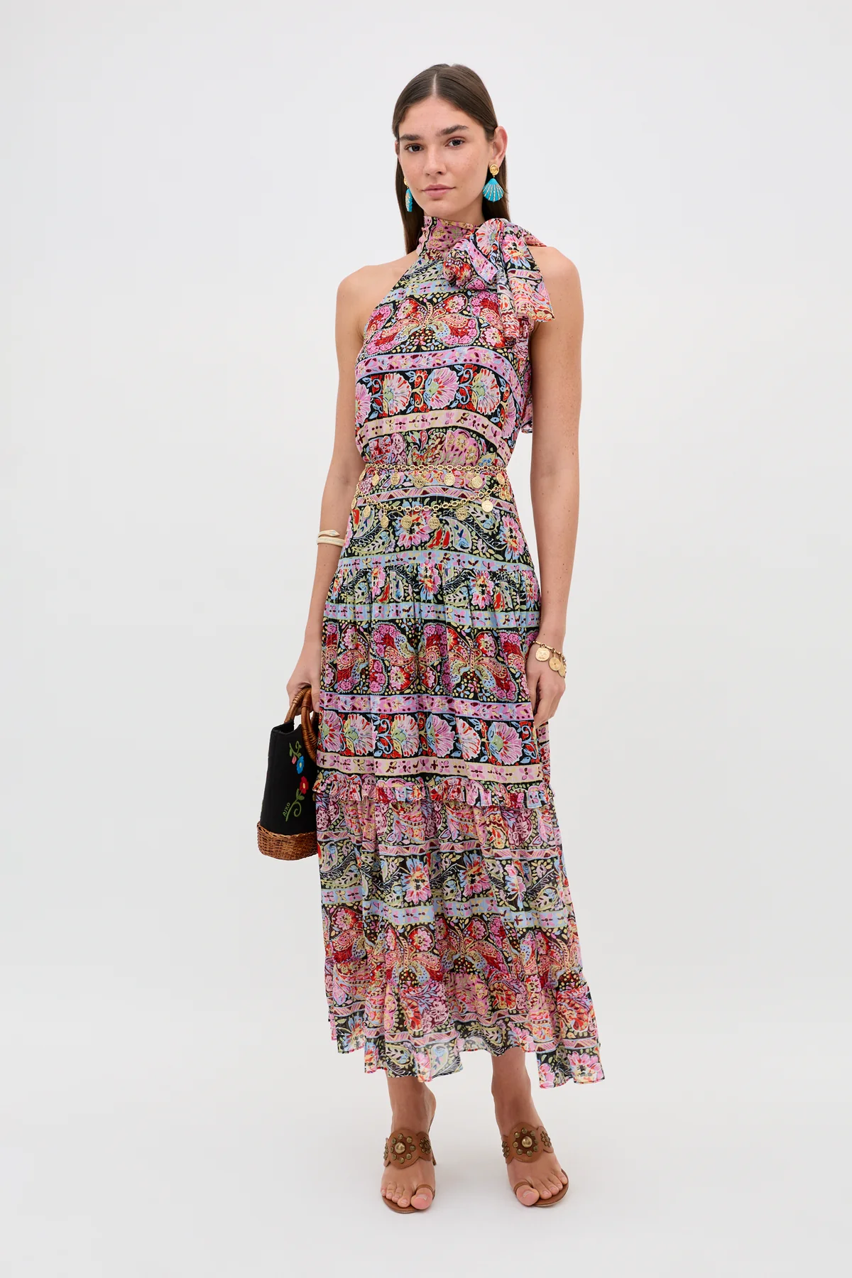 Rixo, Abi Lurex Chiffon Midi Dress
