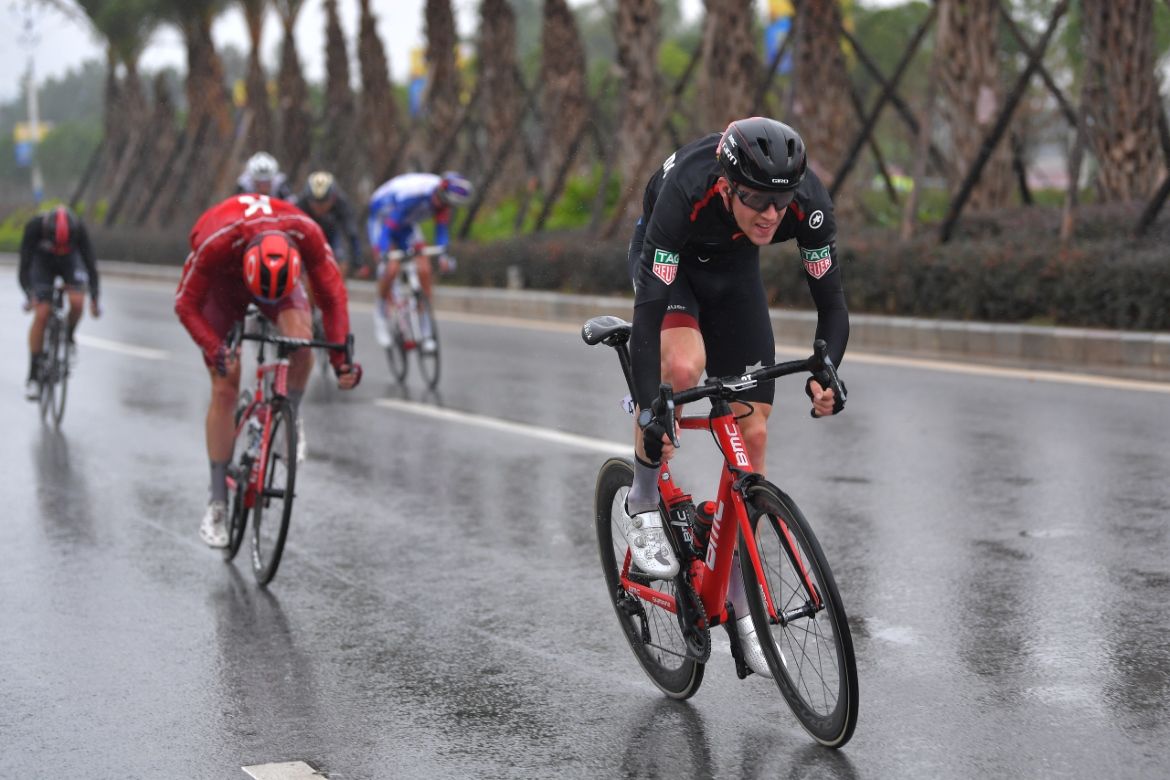 Nathan Van Hooydonck attacks from the breakaway