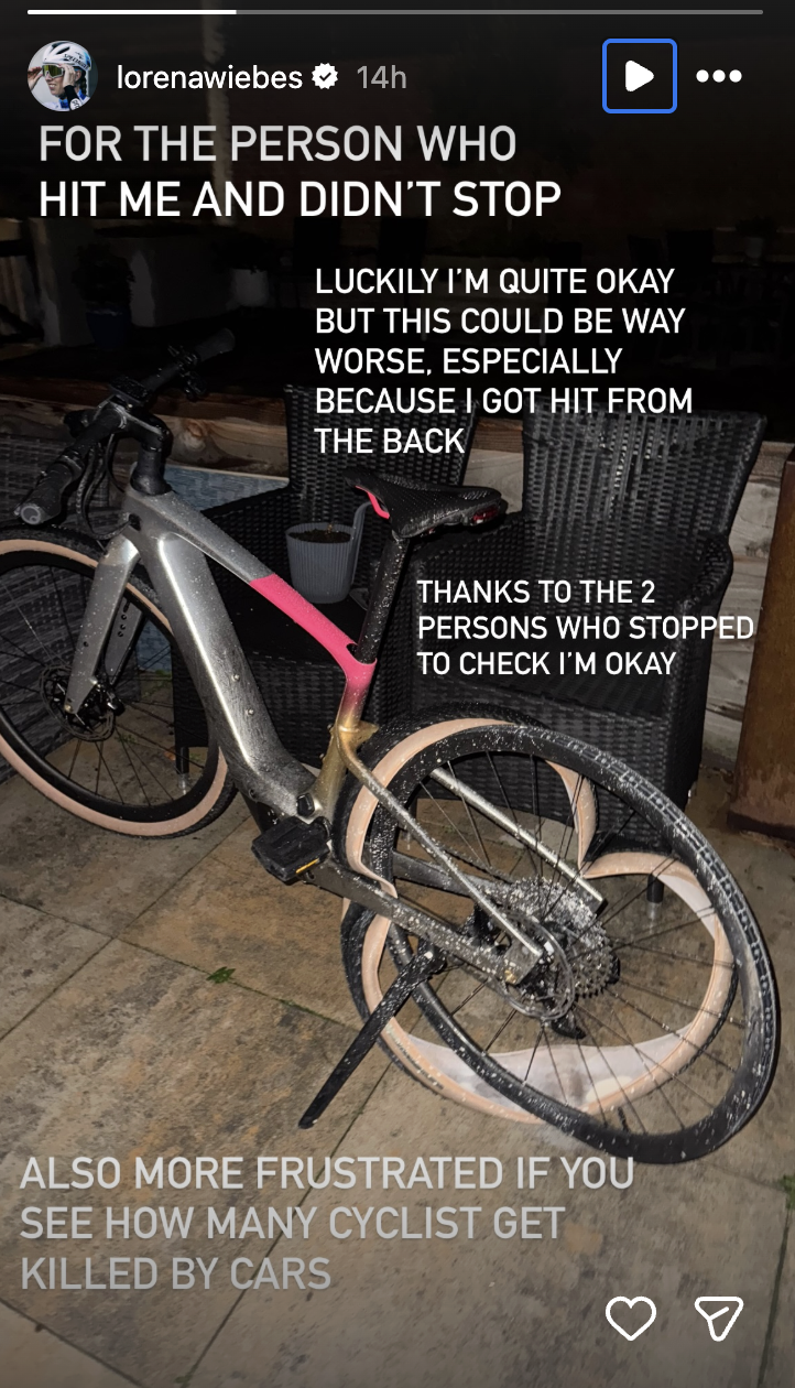 Lorena Wiebes Instagram post after being hit by a driver in November 2025