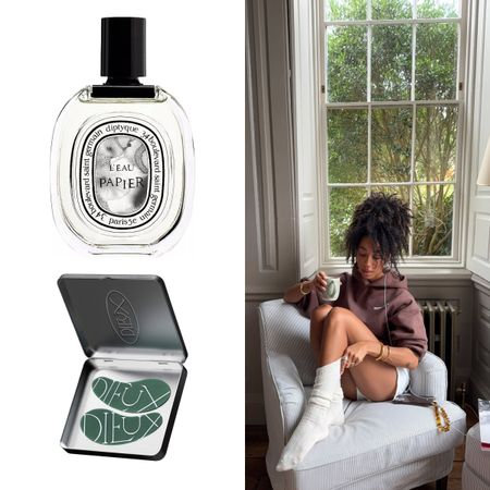 Amaka Hamelijnck, Diptyque Eau Papier Eau de Parfum, and Dieux Forever Eye Mask
