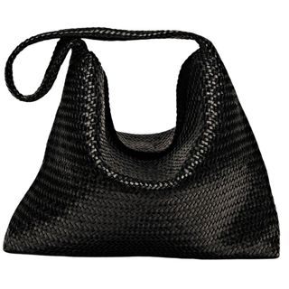 Massimo Dutti Nappa Leather Woven Croissant Bag