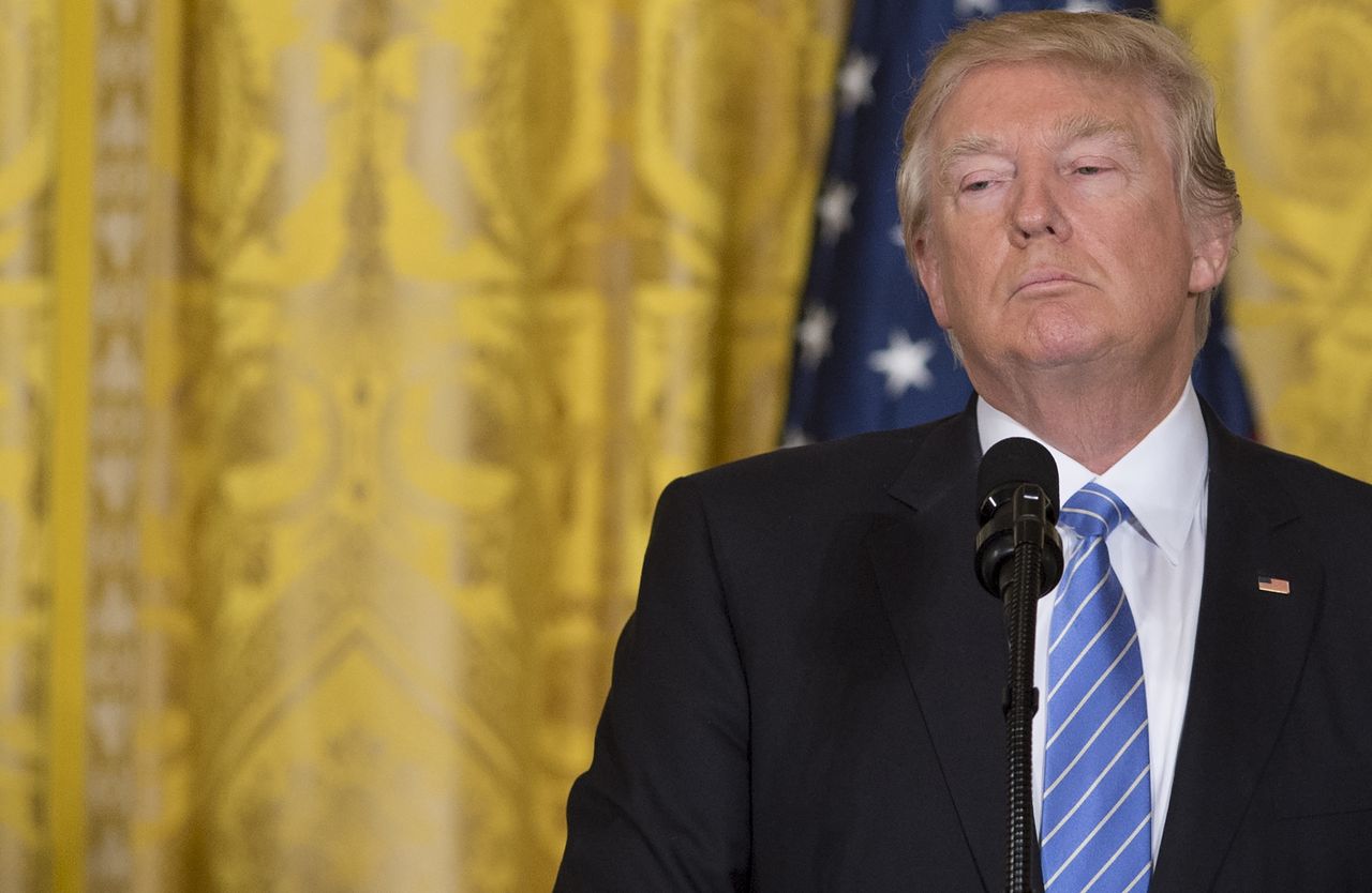 President Trump speaks during a press conference