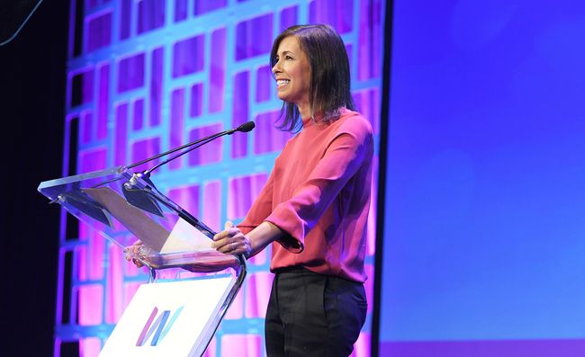 FCC chair Jessica Rosenworcel speaks during the WICT Network Touchstones Luncheon.